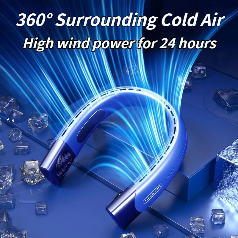 2025 Portable Leafless Neck Fan - USB Rechargeable, Silent Fan for Lazy, Hands-Free Cooling at Home, Office, and Outdoors