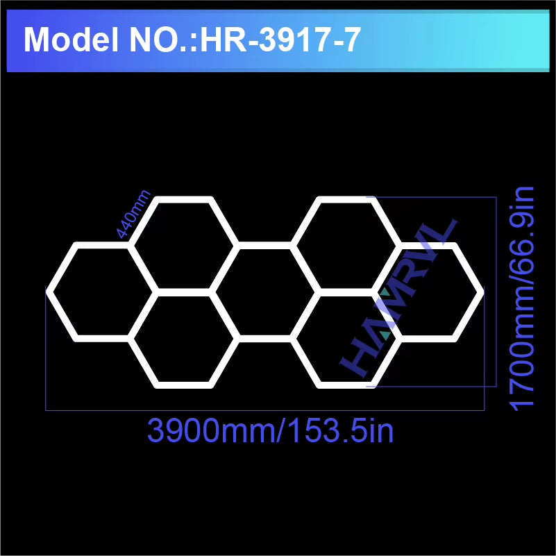 Hexagon LED Lighting for Garage Barbecue Shop Barbershop Gym Bar Car Detailing Showroom 4S Workshop Ceiling Light Honeycomb Tube