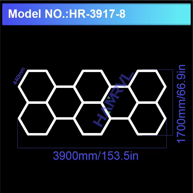 Hexagonal Honeycomb Pendant Light, Hair Salon, Garage, LED Light 6500K, LED Tube, Gym, Bar, Hair Salon, Library, Workshop, Body