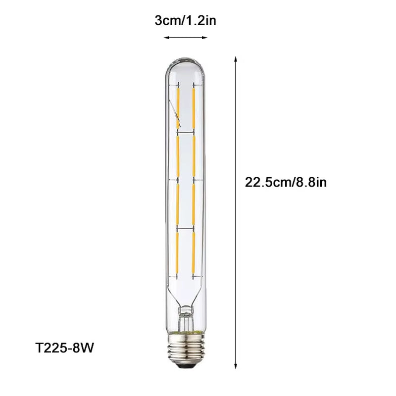 100-240V 6000K LED Filament Light Bulb 110V 120V 6500K Tubular Edison Bulbs T10 T185 T225 T30 T300 Long Tube 4W 6W 8W Led Bulb