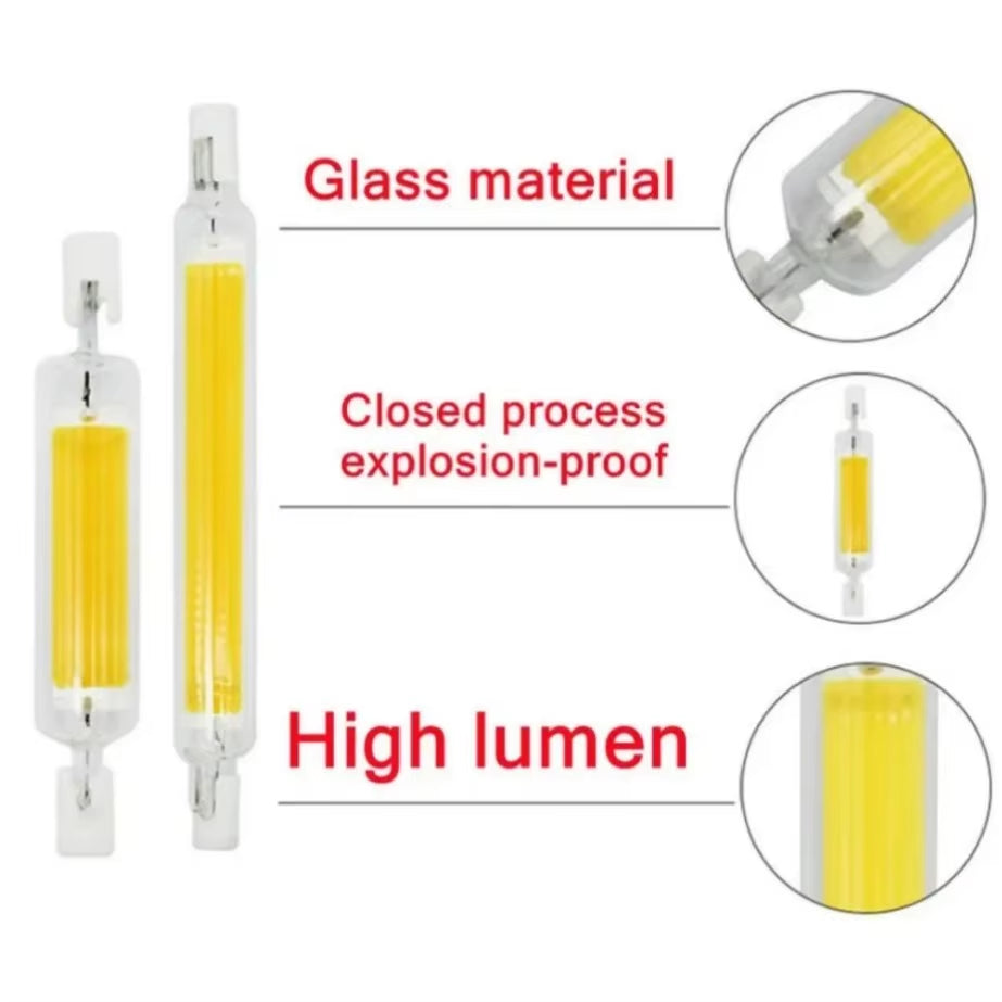 Paamaa R7S LED COB Glass Tube 78Mm 189Mm 118Mm J78 J118 High Power COB Light Bulb AC 110V 220V Home Replace Halogen Lamp