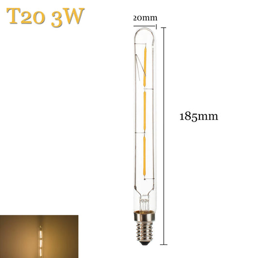 3W 4W 6W T20 E14 LED Tube Light Bulb SES Vintage Retro Filament COB 220V 240V Tubular Antique Lamp 2700K Warm White Glass Shell