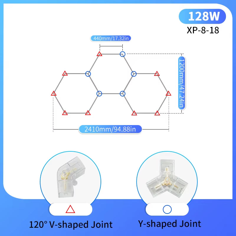 Hexagon LED Lighting for Garage Barbecue Shop Barbershop Gym Bar Car Detailing Showroom 4S Workshop Ceiling Light Honeycomb Tube