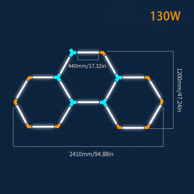 Garage Lights Hexagon Lamp 85-265V LED Tube Honeycomb Barbershop Ceiling Lighting for Workshop 4S Car Show Auto Body Repair Gym
