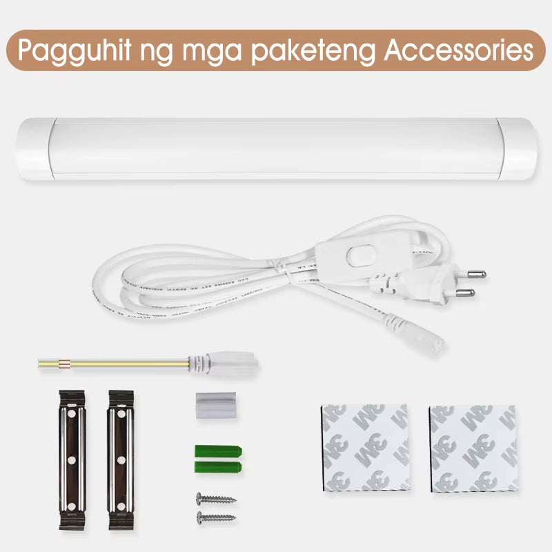 Led Tube Light with Switch Wire 110V 220V 10W 20W Lighting Strip Lamps 30/50Cm for Living Room Bedroom Closet Kitchen Lamp