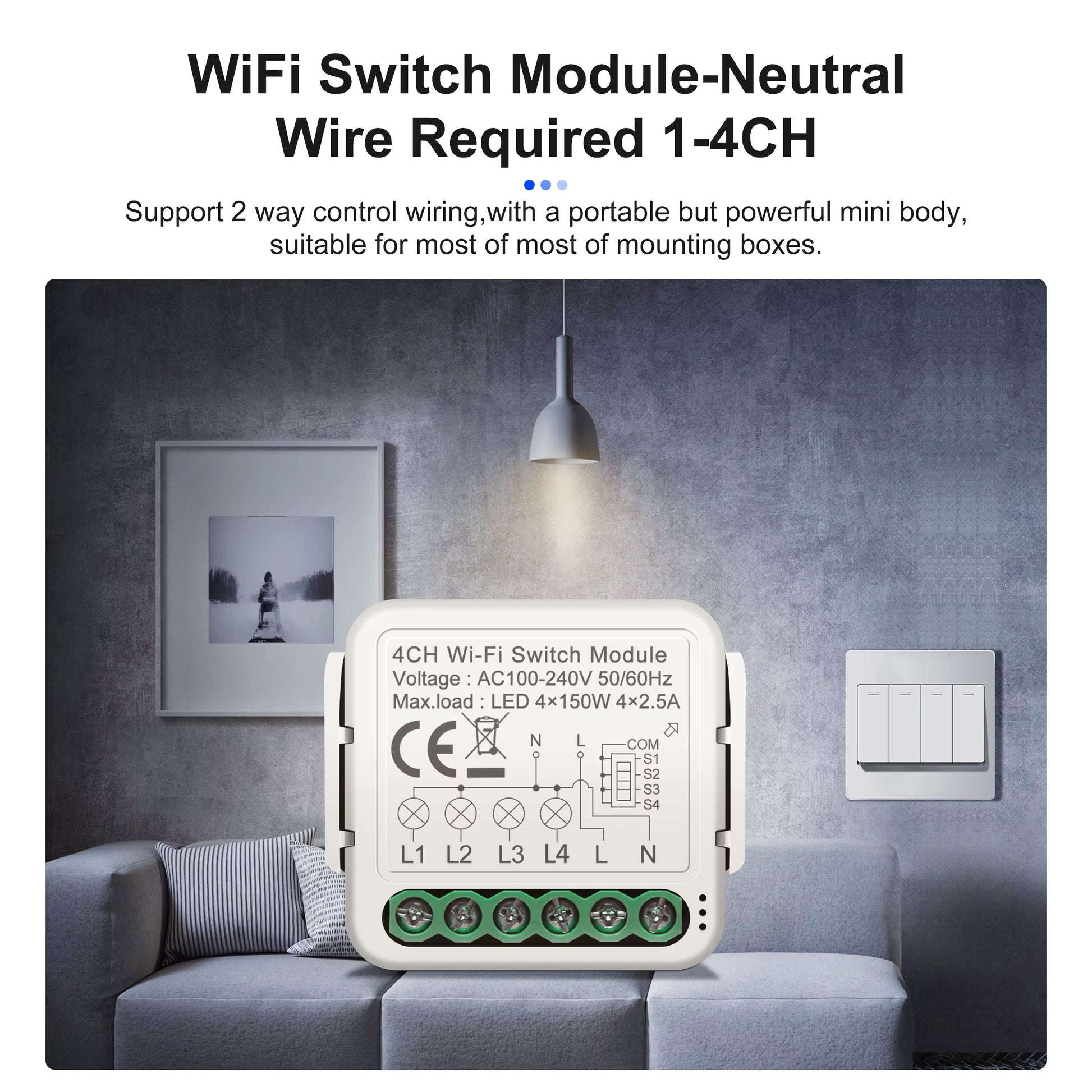 Tuya Smart Wifi Light/Curtain/Dimmer Switch Modules Support 2 Way Control Works with Alexa Hey Google Alice No Hub Needed