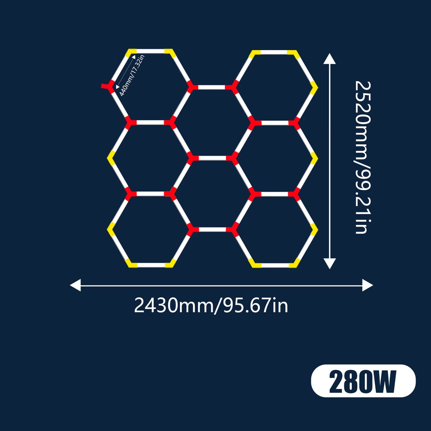 Garage Lights Hexagon Lamp 85-265V LED Tube Honeycomb Barbershop Ceiling Lighting for Workshop 4S Car Show Auto Body Repair Gym