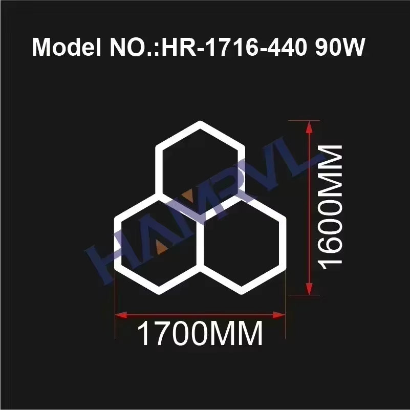 Hexagonal Honeycomb Pendant Light, Hair Salon, Garage, LED Light 6500K, LED Tube, Gym, Bar, Hair Salon, Library, Workshop, Body