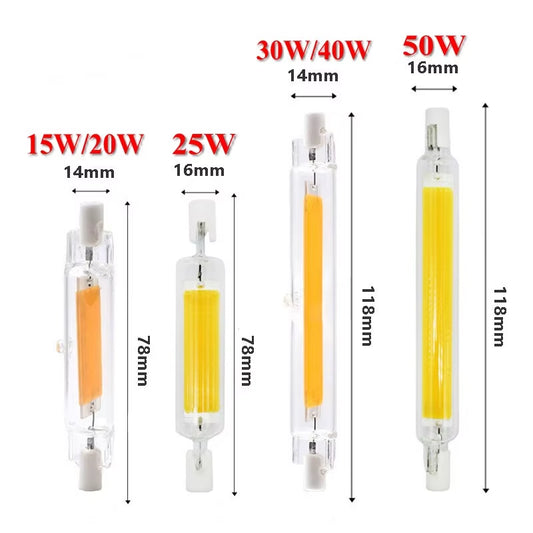 LED R7S Glass Tube 118Mm J118 78Mm J78 COB Light Bulb AC 110V 220V 230V 240V Dimmable Home Lighting Replace Halogen Lamp