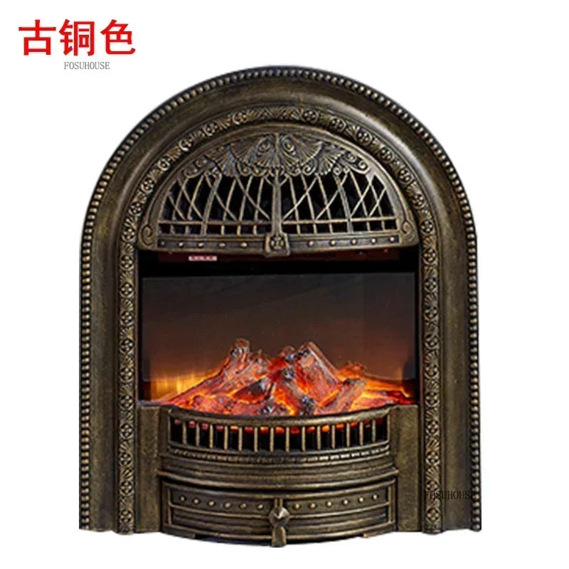 French Living Room Fireplace Ornamental Heating Cast Iron Arc Furnace Core European Luxury Simulation Flame Electric Fireplace A