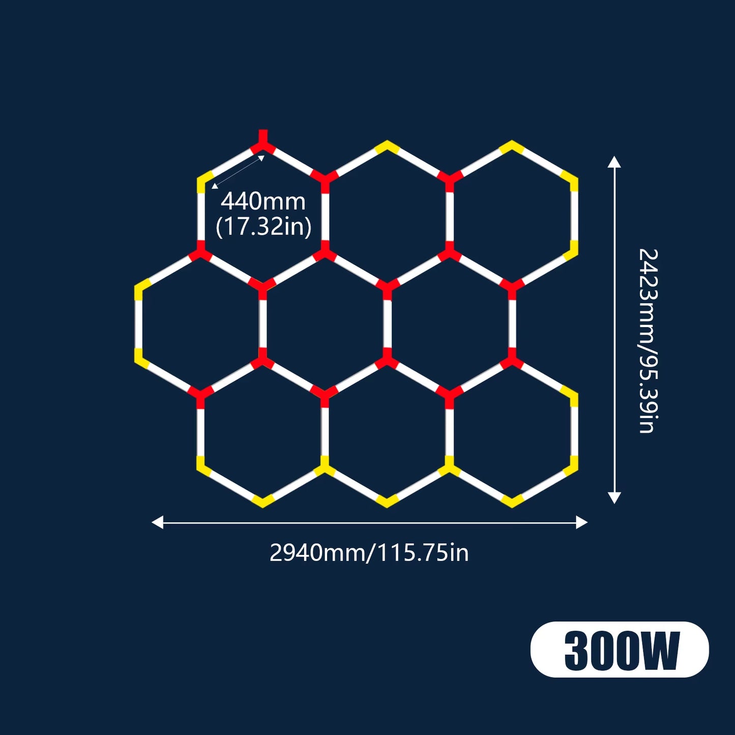 Garage Lights Hexagon Lamp 85-265V LED Tube Honeycomb Barbershop Ceiling Lighting for Workshop 4S Car Show Auto Body Repair Gym