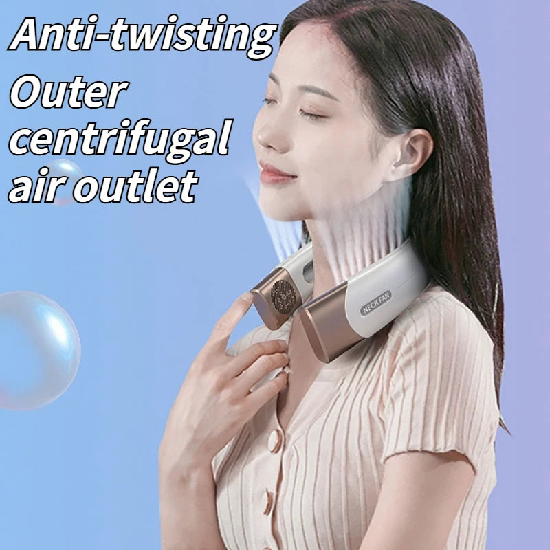 2025 Portable Leafless Neck Fan - USB Rechargeable, Silent Fan for Lazy, Hands-Free Cooling at Home, Office, and Outdoors