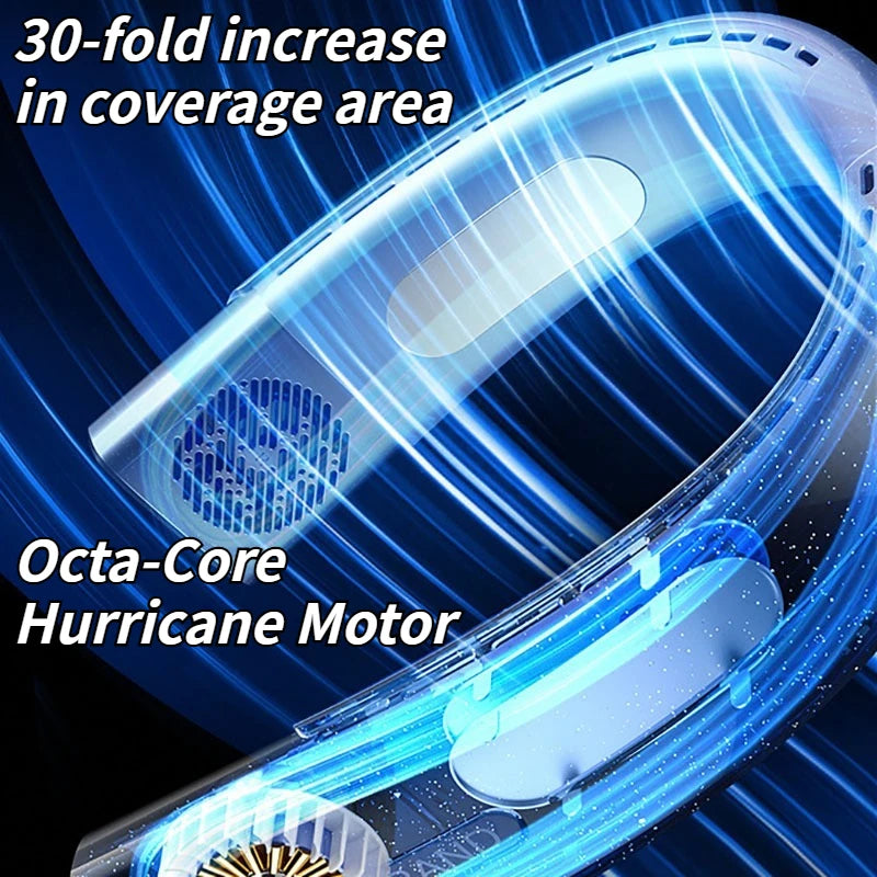 2025 Portable Leafless Neck Fan - USB Rechargeable, Silent Fan for Lazy, Hands-Free Cooling at Home, Office, and Outdoors