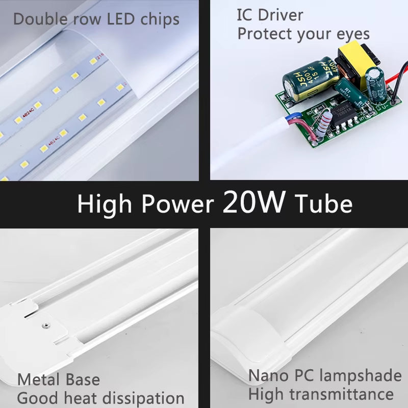 Led Tube Light Fixture High Brightness Lamp Tube 85V-265V Bar Lighting Bulb for Kitchen Home-Appliance Light Strip LED Luminaire