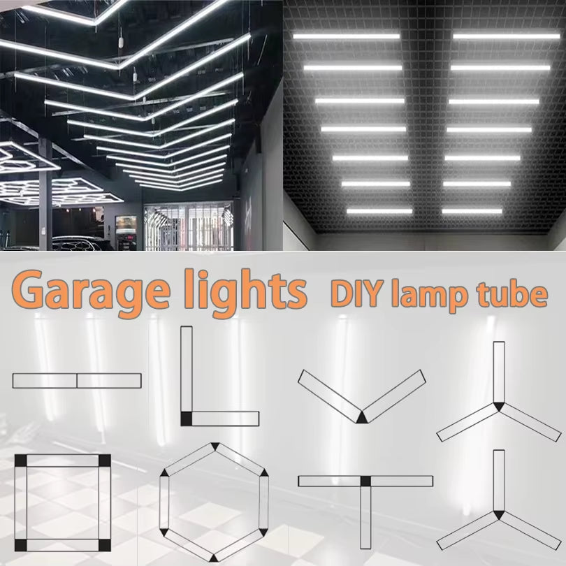 Hexagon LED Lighting for DIY Garage Barbecue Shop Barbershop Gym Bar Car Showroom 4S Workshop Ceiling Light Honeycomb Tube
