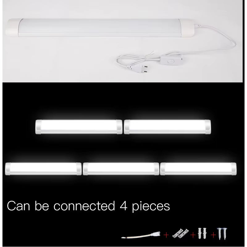 LED Tube Lighting Fixture Super Bright for Bedroom Toilet Kitchen Cabinet Tube Home Decoration with Connect Cable Ceiling Light